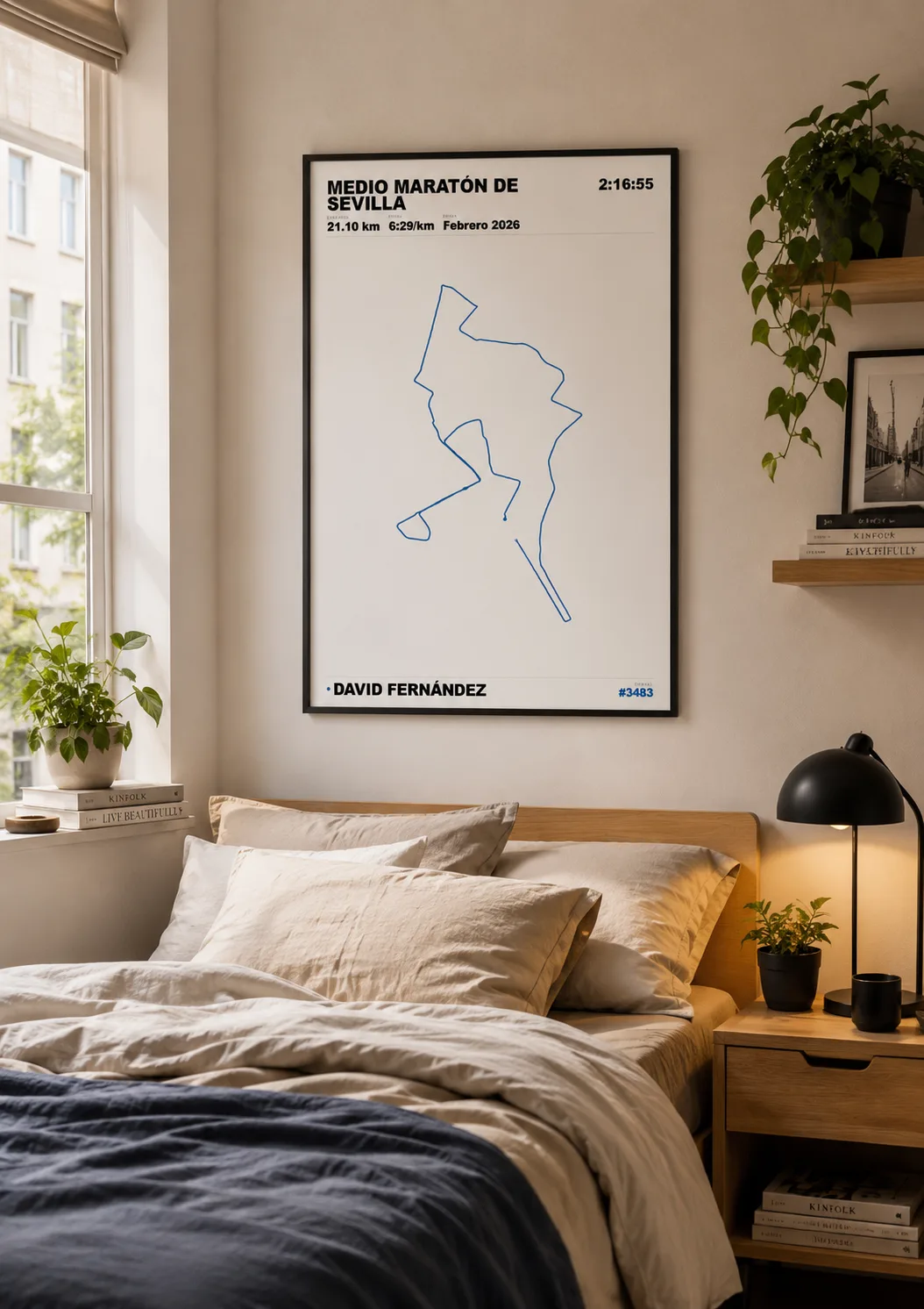 Póster personalizado de la Media Maratón de Sevilla enmarcado